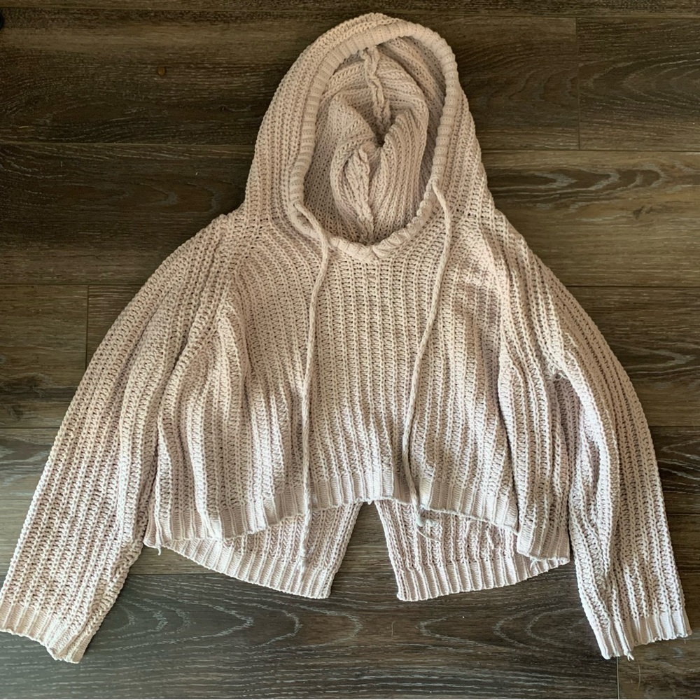 Pink crocheted hoodie by Miracle, size S/M